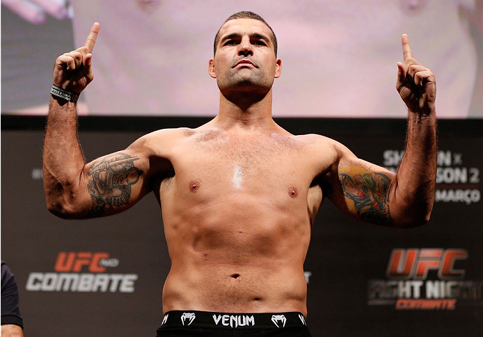 NATAL, BRAZIL - MARCH 22: Mauricio "Shogun" Rua weighs in during the UFC weigh-in at Ginasio Nelio Dias on March 22, 2014 in Natal, Brazil. (Photo by Josh Hedges/Zuffa LLC/Zuffa LLC via Getty Images)
