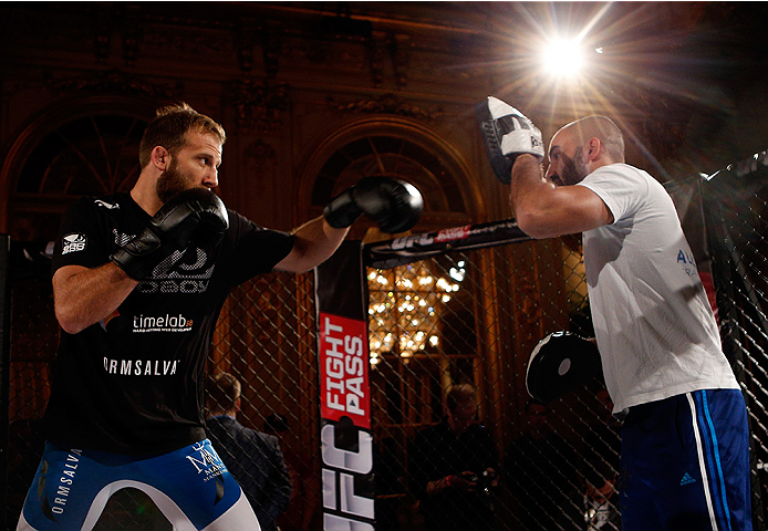 STOCKHOLM, SWEDEN - OCTOBER 01: Tor Troeng of Sweden holds an open training session for media and fans at the Grand Hotel on October 1, 2014 in Stockholm, Sweden. (Photo by Josh Hedges/Zuffa LLC/Zuffa LLC via Getty Images)