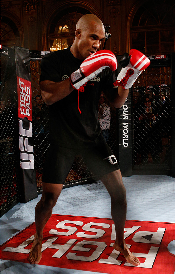 STOCKHOLM, SWEDEN - OCTOBER 01: Nico Musoke of Sweden holds an open training session for media and fans at the Grand Hotel on October 1, 2014 in Stockholm, Sweden. (Photo by Josh Hedges/Zuffa LLC/Zuffa LLC via Getty Images)