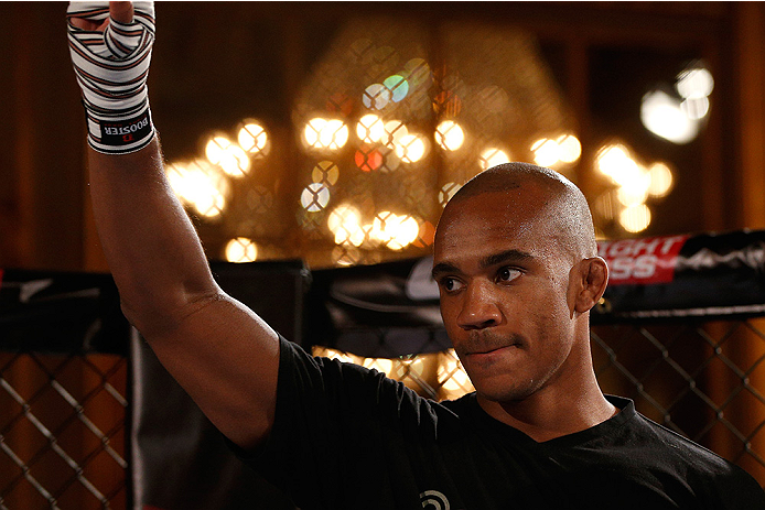 STOCKHOLM, SWEDEN - OCTOBER 01: Nico Musoke of Sweden holds an open training session for media and fans at the Grand Hotel on October 1, 2014 in Stockholm, Sweden. (Photo by Josh Hedges/Zuffa LLC/Zuffa LLC via Getty Images)