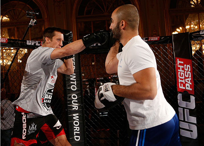 STOCKHOLM, SWEDEN - OCTOBER 01: Magnus Cedenblad of Sweden holds an open training session for media and fans at the Grand Hotel on October 1, 2014 in Stockholm, Sweden. (Photo by Josh Hedges/Zuffa LLC/Zuffa LLC via Getty Images)
