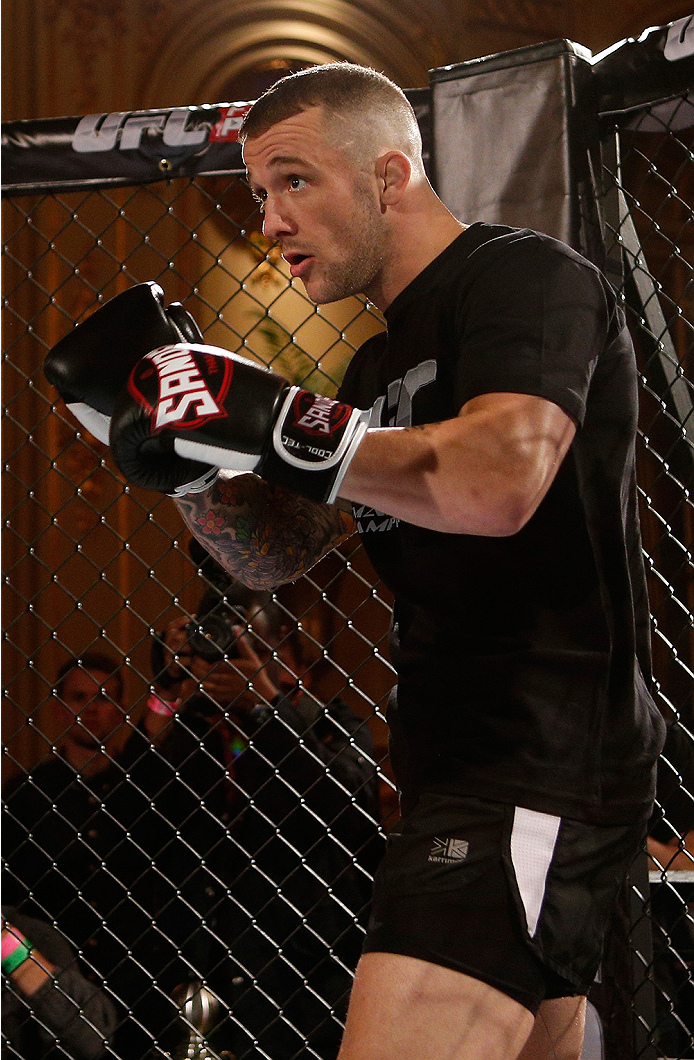 STOCKHOLM, SWEDEN - OCTOBER 01: Mike Wilkinson of England holds an open training session for media and fans at the Grand Hotel on October 1, 2014 in Stockholm, Sweden. (Photo by Josh Hedges/Zuffa LLC/Zuffa LLC via Getty Images)