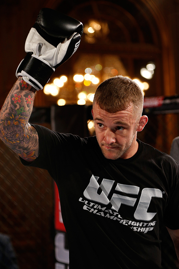 STOCKHOLM, SWEDEN - OCTOBER 01: Mike Wilkinson of England holds an open training session for media and fans at the Grand Hotel on October 1, 2014 in Stockholm, Sweden. (Photo by Josh Hedges/Zuffa LLC/Zuffa LLC via Getty Images)
