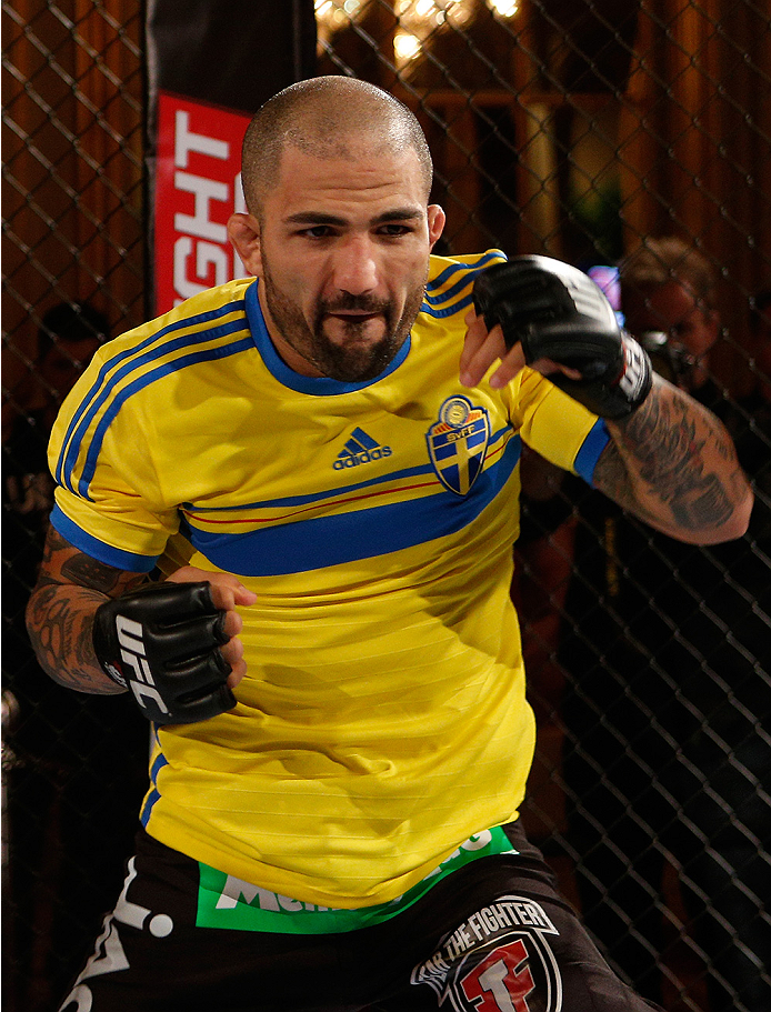STOCKHOLM, SWEDEN - OCTOBER 01: Akira Corassani of Sweden holds an open training session for media and fans at the Grand Hotel on October 1, 2014 in Stockholm, Sweden. (Photo by Josh Hedges/Zuffa LLC/Zuffa LLC via Getty Images)