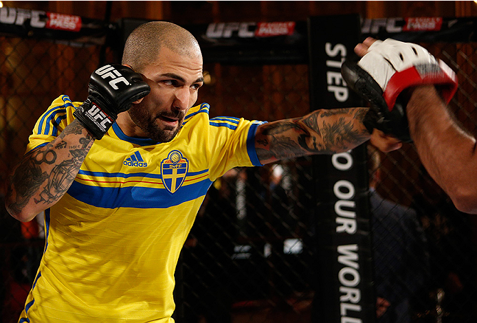 STOCKHOLM, SWEDEN - OCTOBER 01: Akira Corassani of Sweden holds an open training session for media and fans at the Grand Hotel on October 1, 2014 in Stockholm, Sweden. (Photo by Josh Hedges/Zuffa LLC/Zuffa LLC via Getty Images)