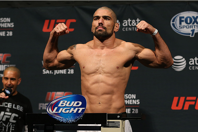 SAN ANTONIO, TX - JUNE 27: Marcelo Guimaraes steps on the scale during the UFC Fight Night weigh-in at the AT&T Center on June 27, 2014 in San Antonio, Texas. (Photo by Ed Mulholland/Zuffa LLC/Zuffa LLC via Getty Images)
