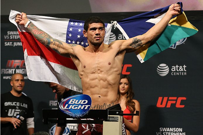 SAN ANTONIO, TX - JUNE 27: Antonio Braga Neto steps on the scale during the UFC Fight Night weigh-in at the AT&T Center on June 27, 2014 in San Antonio, Texas. (Photo by Ed Mulholland/Zuffa LLC/Zuffa LLC via Getty Images)