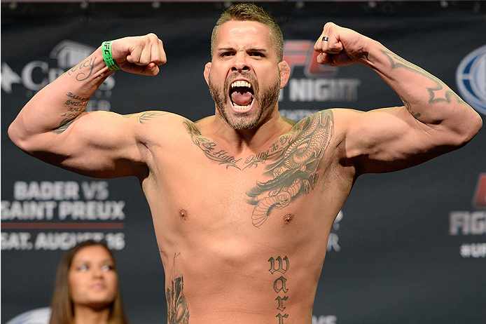 BANGOR, ME - AUG 15: Jack May steps on the scale during the UFC fight night weigh-in at the Cross Insurance Center on August 15, 2014 in Bangor, Maine. (Photo by Jeff Bottari/Zuffa LLC/Zuffa LLC via Getty Images)