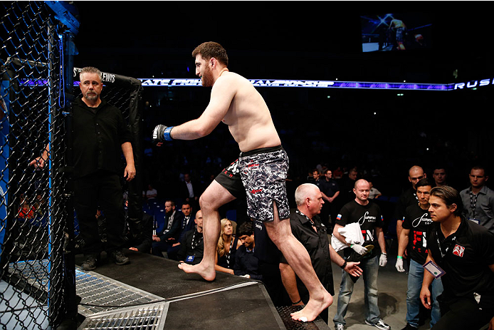 BERLIN, GERMANY - MAY 31: Ruslan Magomedov enters the ring for the Ruslan Magomedov vs. Viktor Pesta at UFC Fight Night Berlin event at O2 World on May 31, 2014 in Berlin, Germany. (Photo by Boris Streubel/Zuffa LLC/Zuffa LLC via Getty Images)