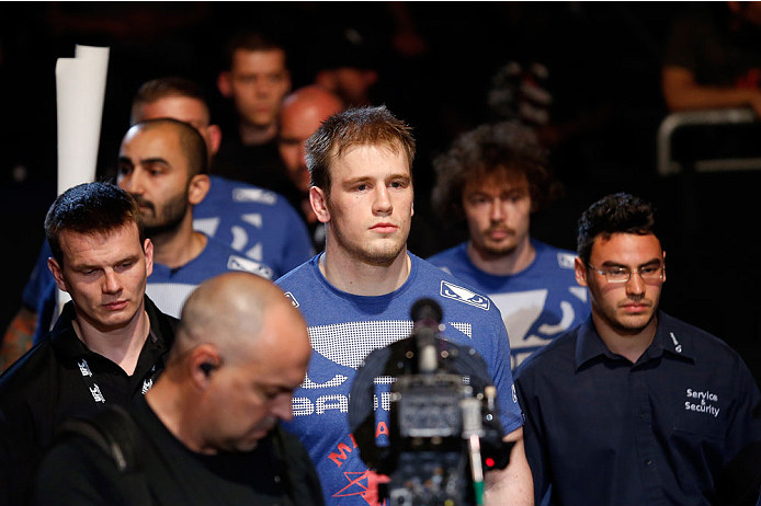 BERLIN, GERMANY - MAY 31: Viktor Pesta enters the ring for the Ruslan Magomedov vs. Viktor Pesta at UFC Fight Night Berlin event at O2 World on May 31, 2014 in Berlin, Germany. (Photo by Boris Streubel/Zuffa LLC/Zuffa LLC via Getty Images)