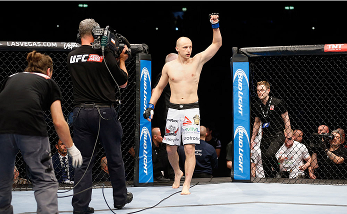 BERLIN, GERMANY - MAY 31: Pawel Pawlak enters the octagon during the Pawel Pawlak vs. Peter Sobotta at UFC Fight Night Berlin event at O2 World on May 31, 2014 in Berlin, Germany. (Photo by Boris Streubel/Zuffa LLC/Zuffa LLC via Getty Images)