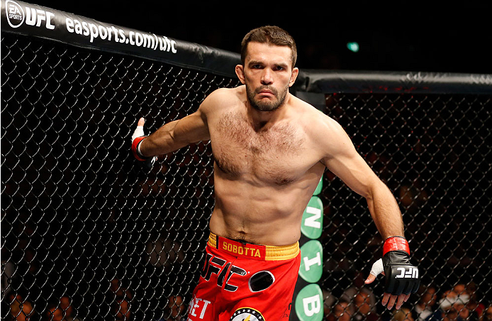 BERLIN, GERMANY - MAY 31: Peter Sobotta stands in the octagon during the Pawel Pawlak vs. Peter Sobotta at UFC Fight Night Berlin event at O2 World on May 31, 2014 in Berlin, Germany. (Photo by Boris Streubel/Zuffa LLC/Zuffa LLC via Getty Images)
