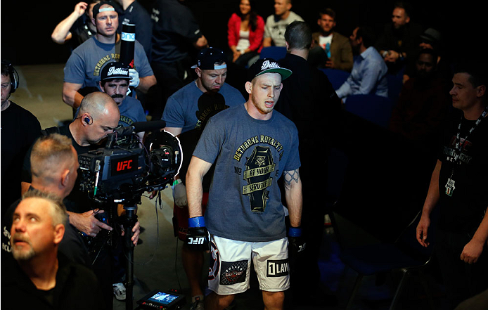 BERLIN, GERMANY - MAY 31: Krzysztof Jotko enters the octogon during the Krzysztof Jotko vs. Magnus Cedenblad at UFC Fight Night Berlin event at O2 World on May 31, 2014 in Berlin, Germany. (Photo by Boris Streubel/Zuffa LLC/Zuffa LLC via Getty Images)