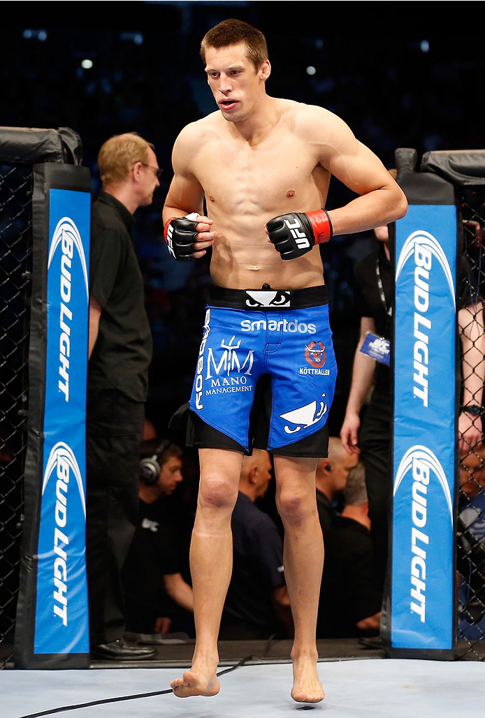 BERLIN, GERMANY - MAY 31: Magnus Cedenblad enters the ring for the Krzysztof Jotko vs. Magnus Cedenblad at UFC Fight Night Berlin event at O2 World on May 31, 2014 in Berlin, Germany. (Photo by Boris Streubel/Zuffa LLC/Zuffa LLC via Getty Images)
