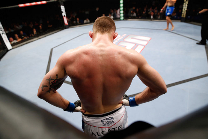 BERLIN, GERMANY - MAY 31: Krzysztof Jotko waits in the octogon during the Krzysztof Jotko vs. Magnus Cedenblad at UFC Fight Night Berlin event at O2 World on May 31, 2014 in Berlin, Germany. (Photo by Boris Streubel/Zuffa LLC/Zuffa LLC via Getty Images)