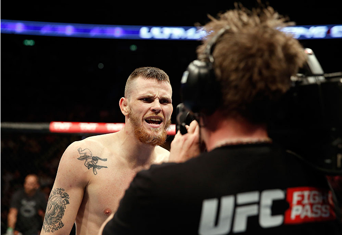BERLIN, GERMANY - MAY 31: Niklas Backstrom speaks to the media after winning the Niklas Backstrom vs. Tom Niinimaki at UFC Fight Night Berlin event at O2 World on May 31, 2014 in Berlin, Germany. (Photo by Boris Streubel/Zuffa LLC/Zuffa LLC via Getty Im