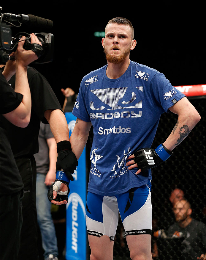 BERLIN, GERMANY - MAY 31: Niklas Backstrom celebrates after winning the Niklas Backstrom vs. Tom Niinimaki at UFC Fight Night Berlin event at O2 World on May 31, 2014 in Berlin, Germany. (Photo by Boris Streubel/Zuffa LLC/Zuffa LLC via Getty Images)