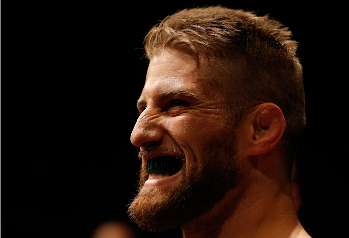 DUBLIN, IRELAND - JULY 19: Cody Donovan prepares to enter the Octagon before his light heavyweight bout against Nikita Krylov during the UFC Fight Night event at The O2 Dublin on July 19, 2014 in Dublin, Ireland. (Photo by Josh Hedges/Zuffa LLC/Zuffa LL