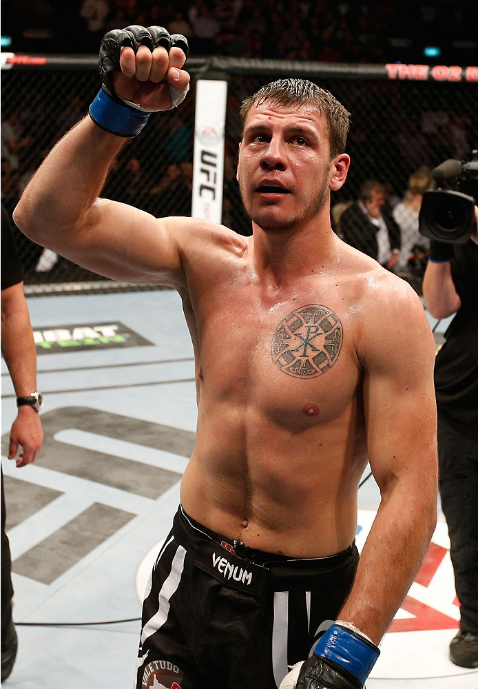 DUBLIN, IRELAND - JULY 19: Nikita Krylov celebrates after his TKO victory over Cody Donovan in their light heavyweight bout during the UFC Fight Night event at The O2 Dublin on July 19, 2014 in Dublin, Ireland. (Photo by Josh Hedges/Zuffa LLC/Zuffa LLC