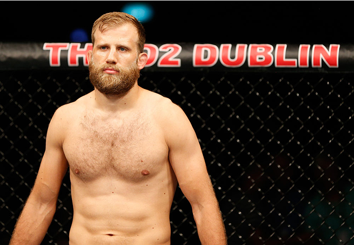 DUBLIN, IRELAND - JULY 19: Tor Troeng stands in the Octagon before his middleweight bout against Trevor Smith during the UFC Fight Night event at The O2 Dublin on July 19, 2014 in Dublin, Ireland. (Photo by Josh Hedges/Zuffa LLC/Zuffa LLC via Getty Imag