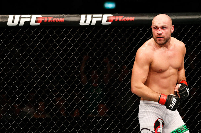 DUBLIN, IRELAND - JULY 19: Cathal Pendred of Dublin is seen in the Octagon in his middleweight bout against Mike King during the UFC Fight Night event at The O2 Dublin on July 19, 2014 in Dublin, Ireland. (Photo by Josh Hedges/Zuffa LLC/Zuffa LLC via Ge