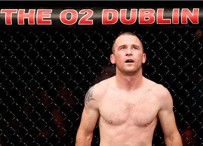 DUBLIN, IRELAND - JULY 19: Neil Seery is seen in the Octagon before the start of the third round of his flyweight bout against Phil Harris during the UFC Fight Night event at The O2 Dublin on July 19, 2014 in Dublin, Ireland. (Photo by Josh Hedges/Zuffa
