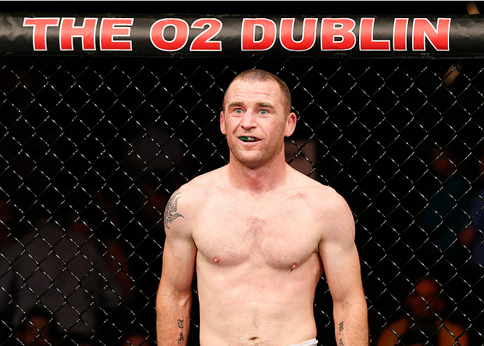 DUBLIN, IRELAND - JULY 19: Neil Seery is seen in the Octagon before the start of the third round of his flyweight bout against Phil Harris during the UFC Fight Night event at The O2 Dublin on July 19, 2014 in Dublin, Ireland. (Photo by Josh Hedges/Zuffa