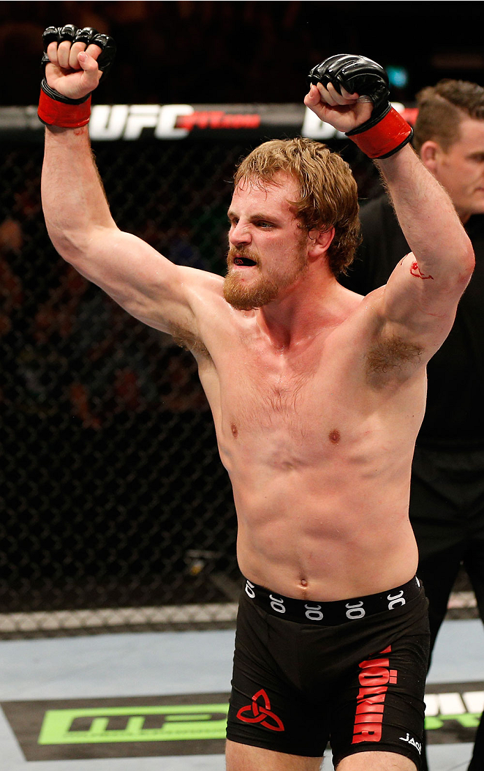 DUBLIN, IRELAND - JULY 19: Gunnar Nelson celebrates after his submission victory over Zak Cummings in their welterweight bout during the UFC Fight Night event at The O2 Dublin on July 19, 2014 in Dublin, Ireland. (Photo by Josh Hedges/Zuffa LLC/Zuffa LL