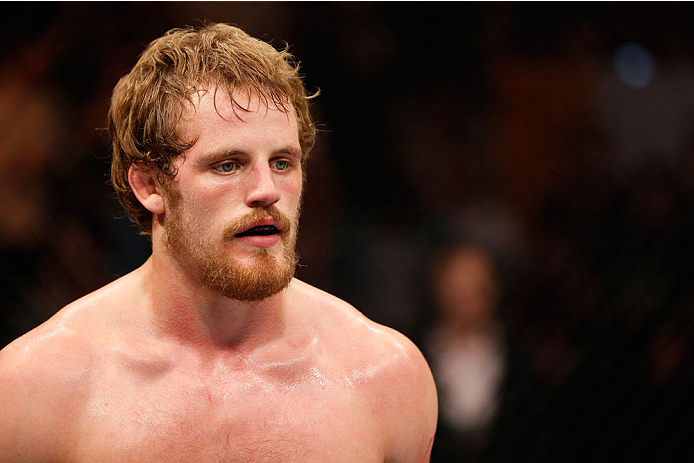 DUBLIN, IRELAND - JULY 19: Gunnar Nelson celebrates after his submission victory over Zak Cummings in their welterweight bout during the UFC Fight Night event at The O2 Dublin on July 19, 2014 in Dublin, Ireland. (Photo by Josh Hedges/Zuffa LLC/Zuffa LL