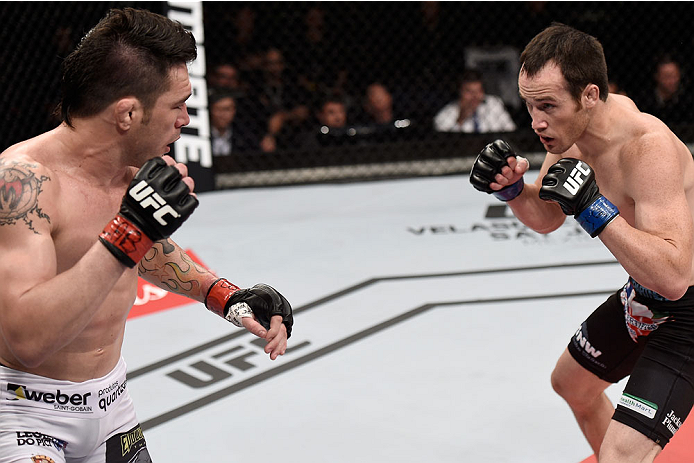 GOIANIA, BRAZIL - MAY 30: Rony Jason of Brazil and Damon Jackson of the United States in their UFC featherweight bout during the UFC Fight Night Condit v Alves at Arena Goiania on May 30, 2015 in Goiania. (Photo by Buda Mendes/Zuffa LLC/Zuffa LLC via Ge