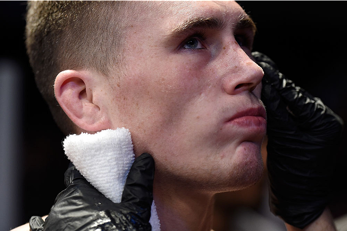 GOIANIA, BRAZIL - MAY 30: Darren Till of England looks on prior to his welterweight UFC bout against Wendell Oliveira of Brazil during the UFC Fight Night event at Arena Goiania on May 30, 2015 in Goiania. (Photo by Buda Mendes/Zuffa LLC/Zuffa LLC via