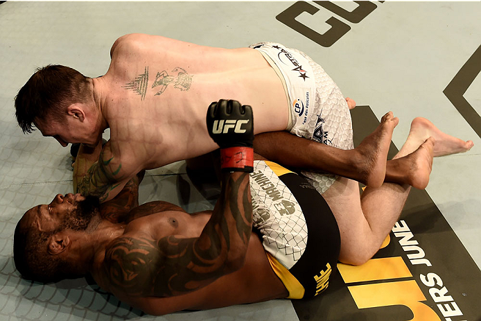 GOIANIA, BRAZIL - MAY 30: Darren Till of England punches Wendell Oliveira of Brazil in their welterweight UFC bout during the UFC Fight Night event at Arena Goiania on May 30, 2015 in Goiania. (Photo by Buda Mendes/Zuffa LLC/Zuffa LLC via Getty Images)