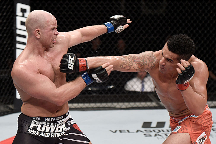 GOIANIA, BRAZIL - MAY 30: Francimar Barroso of Brazil punches Ryan Jimmo of Canada in their light heavyweight UFC bout during the UFC Fight Night event at Arena Goiania on May 30, 2015 in Goiania. (Photo by Buda Mendes/Zuffa LLC/Zuffa LLC via Getty Imag