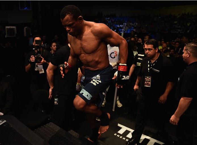 GOIANIA, BRAZIL - MAY 30: Francisco Trinaldo of Brazil enters the arena prior to his lightweight UFC bout against Norman Park of Northern Ireland during the UFC Fight Night event at Arena Goiania on May 30, 2015 in Goiania. (Photo by Buda Mendes/Zuffa
