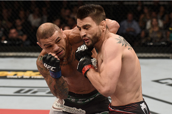 GOIANIA, BRAZIL - MAY 30: Thiago Alves of Brazil punches Carlos Condit of the United States in their welterweight UFC bout during the UFC Fight Night event at Arena Goiania on May 30, 2015 in Goiania, Brazil. (Photo by Buda Mendes/Zuffa LLC/Zuffa LLC vi