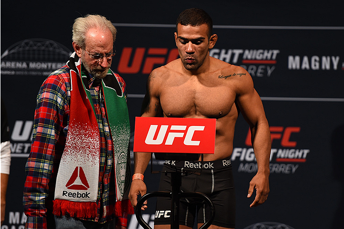MONTERREY, MEXICO - NOVEMBER 20: Michel Prazeres of Brazil weighs in during the UFC weigh-in at the Arena Monterrey on November 20, 2015 in Monterrey, Mexico. (Photo by Jeff Bottari/Zuffa LLC/Zuffa LLC via Getty Images)