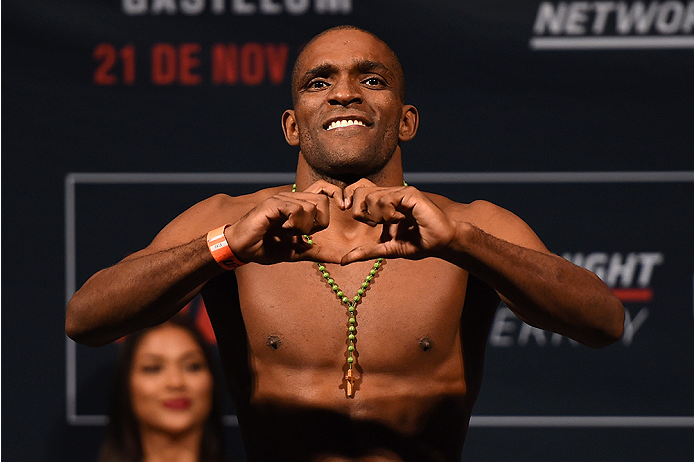 MONTERREY, MEXICO - NOVEMBER 20: Valmir Lazaro of Brazil weighs in during the UFC weigh-in at the Arena Monterrey on November 20, 2015 in Monterrey, Mexico. (Photo by Jeff Bottari/Zuffa LLC/Zuffa LLC via Getty Images)