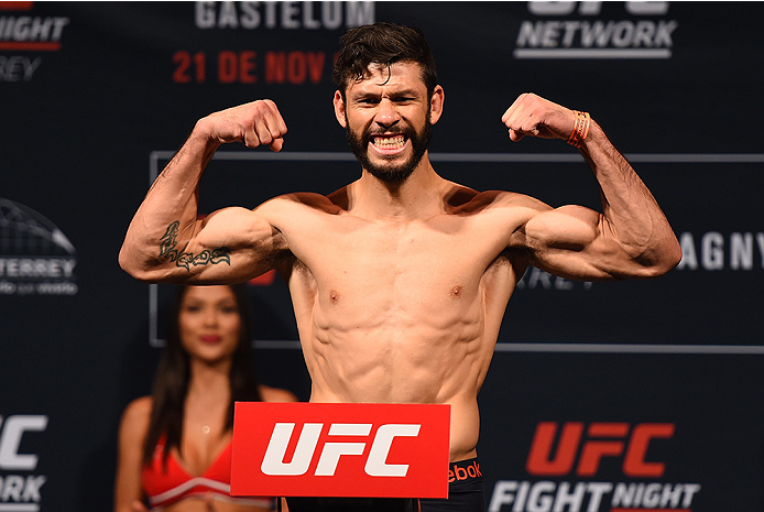 MONTERREY, MEXICO - NOVEMBER 20: Polo Reyes of Mexico weighs in during the UFC weigh-in at the Arena Monterrey on November 20, 2015 in Monterrey, Mexico. (Photo by Jeff Bottari/Zuffa LLC/Zuffa LLC via Getty Images)