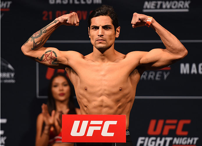 MONTERREY, MEXICO - NOVEMBER 20: Gabriel Benitez of Mexico weighs in during the UFC weigh-in at the Arena Monterrey on November 20, 2015 in Monterrey, Mexico. (Photo by Jeff Bottari/Zuffa LLC/Zuffa LLC via Getty Images)