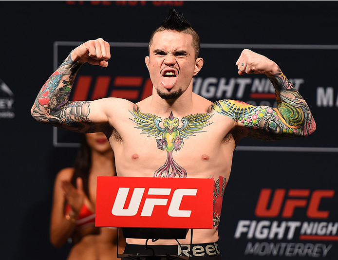 MONTERREY, MEXICO - NOVEMBER 20: Scott Jorgensen of the United States weighs in during the UFC weigh-in at the Arena Monterrey on November 20, 2015 in Monterrey, Mexico. (Photo by Jeff Bottari/Zuffa LLC/Zuffa LLC via Getty Images)