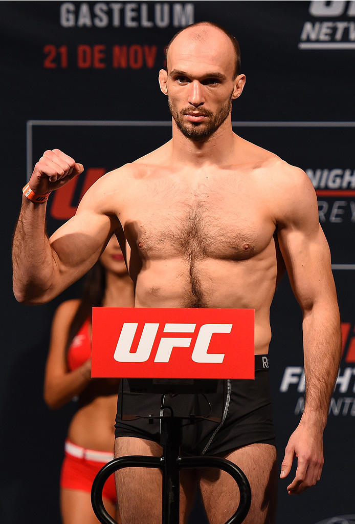 MONTERREY, MEXICO - NOVEMBER 20: Bartosz Fabinski of Poland weighs in during the UFC weigh-in at the Arena Monterrey on November 20, 2015 in Monterrey, Mexico. (Photo by Jeff Bottari/Zuffa LLC/Zuffa LLC via Getty Images)