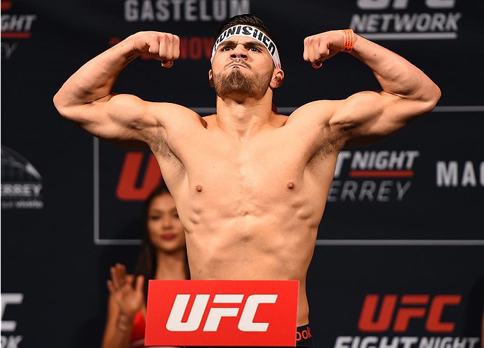 MONTERREY, MEXICO - NOVEMBER 20: Horacio Gutierrez of Mexico weighs in during the UFC weigh-in at the Arena Monterrey on November 20, 2015 in Monterrey, Mexico. (Photo by Jeff Bottari/Zuffa LLC/Zuffa LLC via Getty Images)