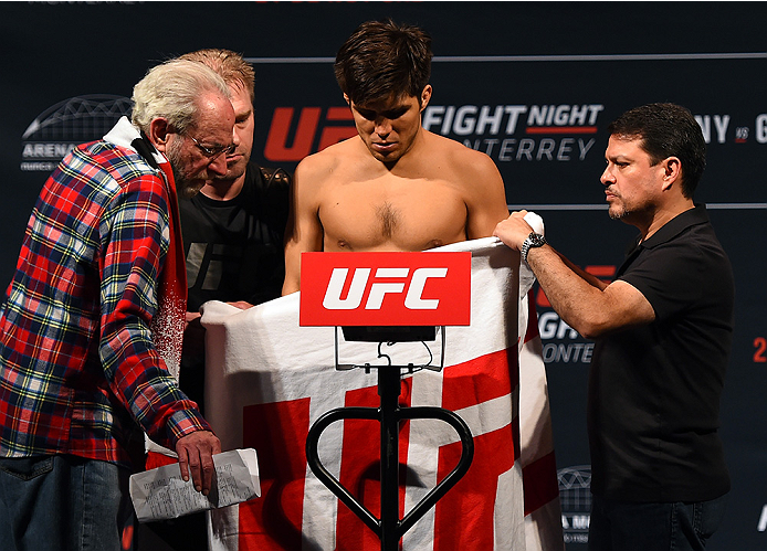 MONTERREY, MEXICO - NOVEMBER 20: Henry Cejudo of the United States weighs in during the UFC weigh-in at the Arena Monterrey on November 20, 2015 in Monterrey, Mexico. (Photo by Jeff Bottari/Zuffa LLC/Zuffa LLC via Getty Images)
