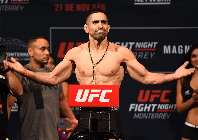 MONTERREY, MEXICO - NOVEMBER 20: Ricardo Lamas of the United States weighs in during the UFC weigh-in at the Arena Monterrey on November 20, 2015 in Monterrey, Mexico. (Photo by Jeff Bottari/Zuffa LLC/Zuffa LLC via Getty Images)
