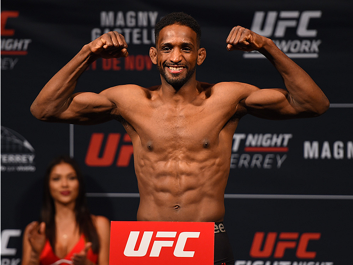 MONTERREY, MEXICO - NOVEMBER 20: Neil Magny of the United States weighs in during the UFC weigh-in at the Arena Monterrey on November 20, 2015 in Monterrey, Mexico. (Photo by Jeff Bottari/Zuffa LLC/Zuffa LLC via Getty Images)