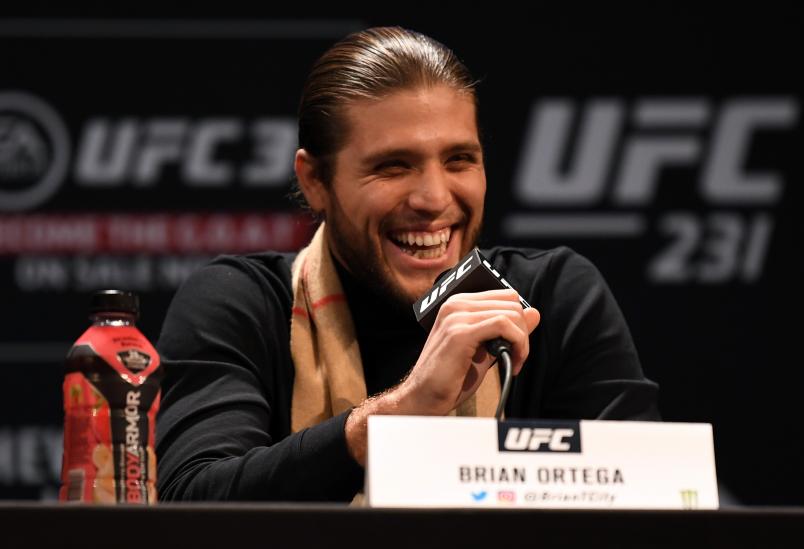 TORONTO, CANADA - DECEMBER 05: Brian Ortega interacts with fans and media during the UFC 231 Press Conference at the Winter Garden Theatre on December 5, 2018 in Toronto, Ontario, Canada. (Photo by Josh Hedges/Zuffa LLC/Zuffa LLC via Getty Images)