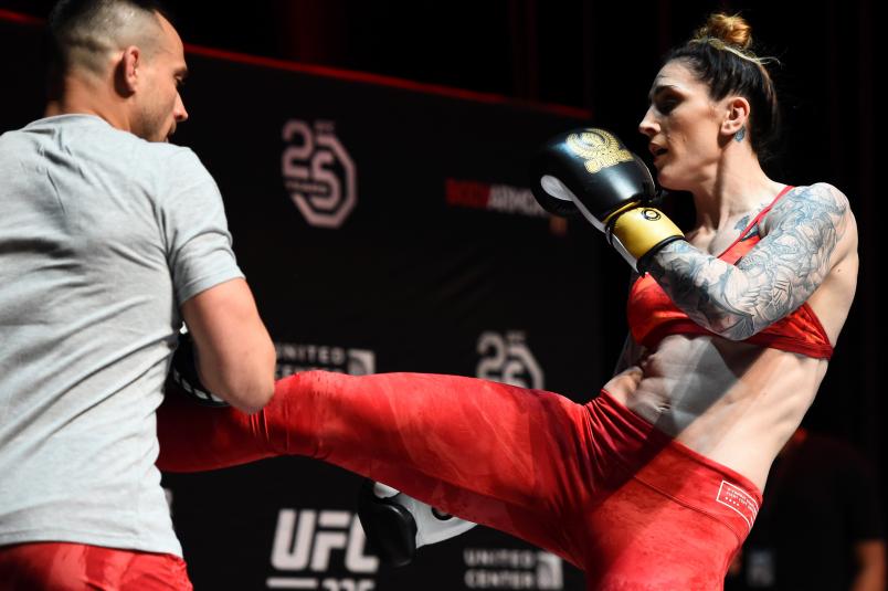 CHICAGO, ILLINOIS - JUNE 06: Megan Anderson of Australia works out for fans and media during the UFC 225 Open Workouts at the Chicago Theatre on June 6, 2018 in Chicago, Illinois. (Photo by Josh Hedges/Zuffa LLC/Zuffa LLC via Getty Images)