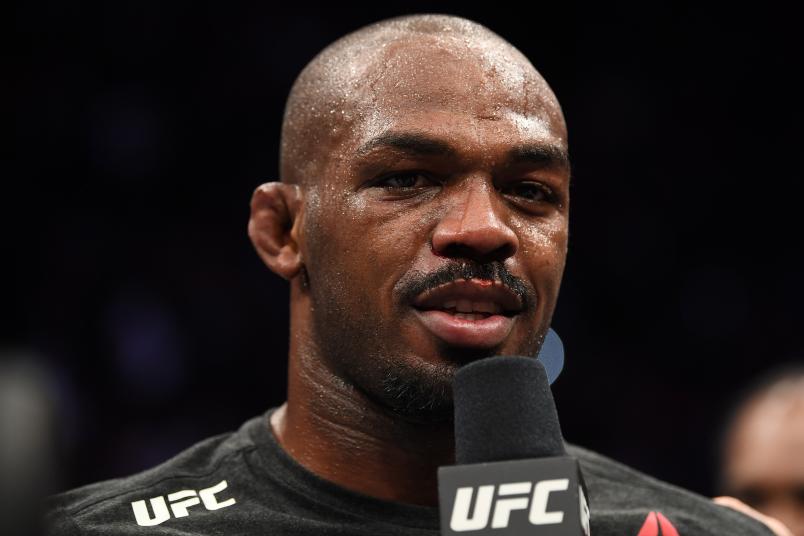 INGLEWOOD, CA - DECEMBER 29: Jon Jones is interviewed after his KO victory over Alexander Gustafsson of Sweden in their light heavyweight bout during the UFC 232 event inside The Forum on December 29, 2018 in Inglewood, California. (Photo by Josh Hedges/Zuffa LLC/Zuffa LLC via Getty Images)