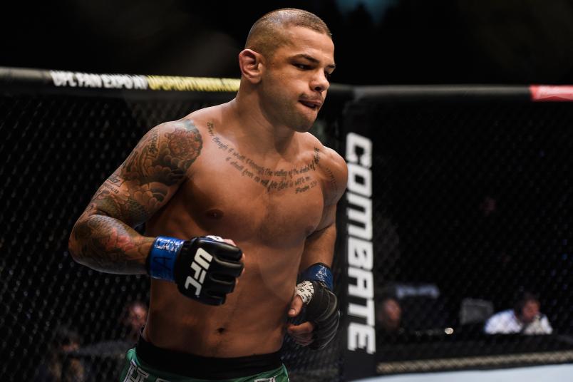 GOIANIA, BRAZIL - MAY 30: Thiago Alves of Brazil enters the arena prior to his welterweight UFC bout against Carlos Condit of the United States during the UFC Fight Night event at Arena Goiania on May 30, 2015 in Goiania, Brazil. (Photo by Buda Mendes/Zuffa LLC/Zuffa LLC via Getty Images)