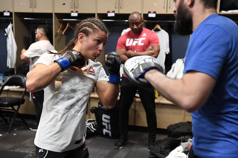 Hannah Cifers warms up backstage during the UFC Fight Night event inside Pepsi Center on November 10, 2018 in Denver, Colorado. (Photo by Mike Roach/Zuffa LLC)
